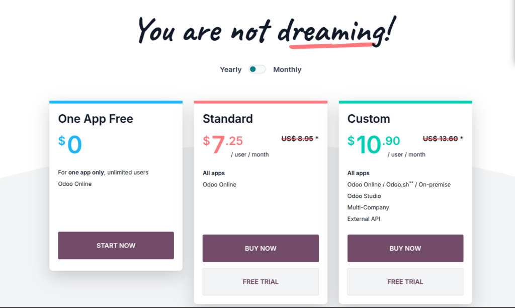 odoo pricing